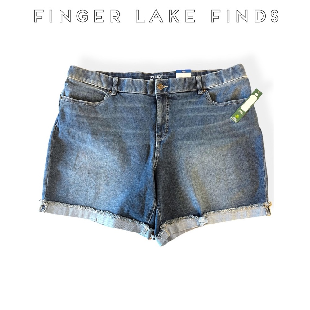 Terra & Sky Blue Denim Bermuda Shorts, 22W